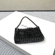 Fortok Saint Laurent crystal-embellished chainmail shoulder bag Mini Bag Black 11.5x8.5x2.5CM - 6