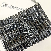 Fortok Saint Laurent crystal-embellished chainmail shoulder bag Mini Bag Black 11.5x8.5x2.5CM - 3