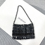 Fortok Saint Laurent crystal-embellished chainmail shoulder bag Mini Bag Black 11.5x8.5x2.5CM - 2
