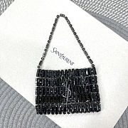 Fortok Saint Laurent crystal-embellished chainmail shoulder bag Mini Bag Black 11.5x8.5x2.5CM - 1