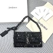 Fortok Saint Laurent Cassandre embellished shoulder bag black crystals 18x7.5x2.5CM - 1