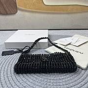 Fortok Saint Laurent Cassandre embellished shoulder bag black crystals 18x7.5x2.5CM - 2
