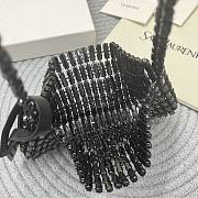 Fortok Saint Laurent Cassandre embellished shoulder bag black crystals 18x7.5x2.5CM - 3