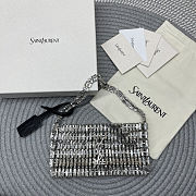 Fortok Saint Laurent Cassandre embellished shoulder bag Silver crystals 18x7.5x2.5CM - 1