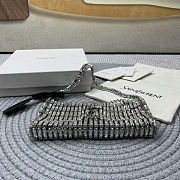 Fortok Saint Laurent Cassandre embellished shoulder bag Silver crystals 18x7.5x2.5CM - 5