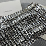 Fortok Saint Laurent Cassandre embellished shoulder bag Silver crystals 18x7.5x2.5CM - 3