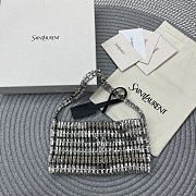 Fortok Saint Laurent Cassandre embellished shoulder bag Silver crystals 18x7.5x2.5CM - 2