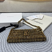 Fortok Saint Laurent Cassandre embellished shoulder bag Gold Crytals 18x7.5x2.5CM - 6