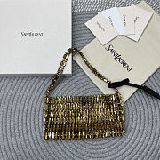 Fortok Saint Laurent Cassandre embellished shoulder bag Gold Crytals 18x7.5x2.5CM - 5
