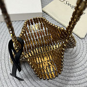 Fortok Saint Laurent Cassandre embellished shoulder bag Gold Crytals 18x7.5x2.5CM - 4
