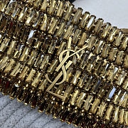Fortok Saint Laurent Cassandre embellished shoulder bag Gold Crytals 18x7.5x2.5CM - 2