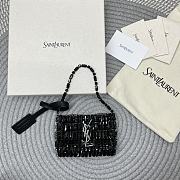 Fortok Saint Laurent Cassandre embellished shoulder Micro bag Black Crystal 11.5x8.5x2.5CM - 1