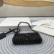 Fortok Saint Laurent Cassandre embellished shoulder Micro bag Black Crystal 11.5x8.5x2.5CM - 2