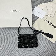 Fortok Saint Laurent Cassandre embellished shoulder Micro bag Black Crystal 11.5x8.5x2.5CM - 5