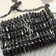 Fortok Saint Laurent Cassandre embellished shoulder Micro bag Black Crystal 11.5x8.5x2.5CM - 4