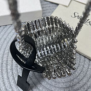 Fortok Saint Laurent Cassandre embellished shoulder Micro bag Silver Crystal 11.5x8.5x2.5CM - 6