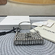 Fortok Saint Laurent Cassandre embellished shoulder Micro bag Silver Crystal 11.5x8.5x2.5CM - 5