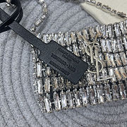 Fortok Saint Laurent Cassandre embellished shoulder Micro bag Silver Crystal 11.5x8.5x2.5CM - 3