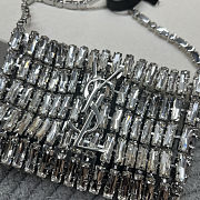 Fortok Saint Laurent Cassandre embellished shoulder Micro bag Silver Crystal 11.5x8.5x2.5CM - 2