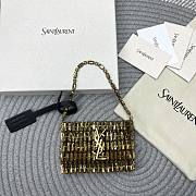 Fortok Saint Laurent Cassandre embellished shoulder Micro bag Gold Crystal 11.5x8.5x2.5CM - 1