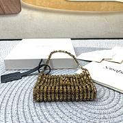 Fortok Saint Laurent Cassandre embellished shoulder Micro bag Gold Crystal 11.5x8.5x2.5CM - 6
