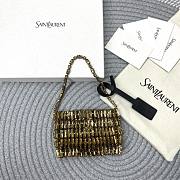 Fortok Saint Laurent Cassandre embellished shoulder Micro bag Gold Crystal 11.5x8.5x2.5CM - 5