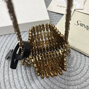 Fortok Saint Laurent Cassandre embellished shoulder Micro bag Gold Crystal 11.5x8.5x2.5CM - 2