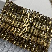 Fortok Saint Laurent Cassandre embellished shoulder Micro bag Gold Crystal 11.5x8.5x2.5CM - 4