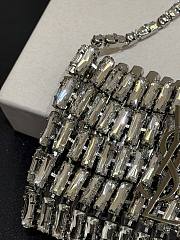 Fortok Saint Laurent crystal-embellished chainmail shoulder bag Mini Bag Silver 11.5x8.5x2.5CM - 3