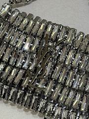 Fortok Saint Laurent crystal-embellished chainmail shoulder bag Mini Bag Silver 11.5x8.5x2.5CM - 4