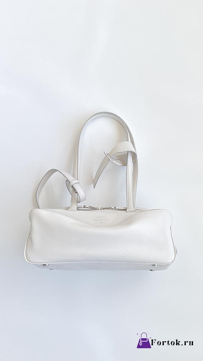 Fortok Balenciaga Small Leather Carrie Bowling Top-Handle Bag White 32*12*12cm - 1