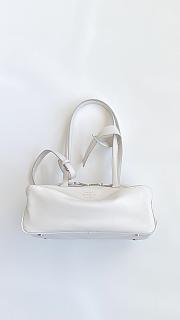 Fortok Balenciaga Small Leather Carrie Bowling Top-Handle Bag White 32*12*12cm - 1