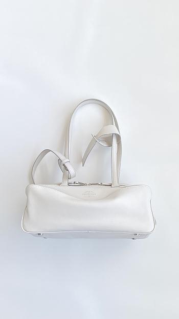 Fortok Balenciaga Small Leather Carrie Bowling Top-Handle Bag White 32*12*12cm