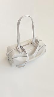 Fortok Balenciaga Small Leather Carrie Bowling Top-Handle Bag White 32*12*12cm - 5