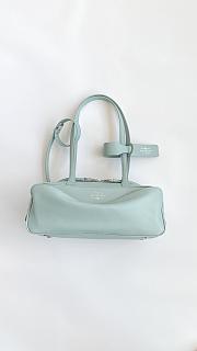 Fortok Balenciaga Small Leather Carrie Bowling Top-Handle Bag Teal 32*12*12cm - 1