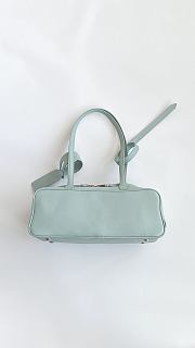 Fortok Balenciaga Small Leather Carrie Bowling Top-Handle Bag Teal 32*12*12cm - 6