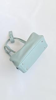 Fortok Balenciaga Small Leather Carrie Bowling Top-Handle Bag Teal 32*12*12cm - 5