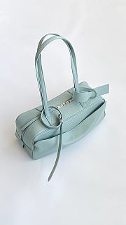 Fortok Balenciaga Small Leather Carrie Bowling Top-Handle Bag Teal 32*12*12cm - 3