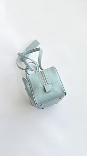 Fortok Balenciaga Small Leather Carrie Bowling Top-Handle Bag Teal 32*12*12cm - 2