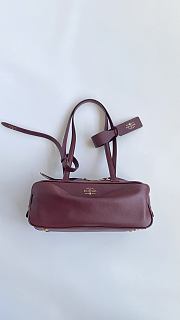 Fortok Balenciaga Small Leather Carrie Bowling Top-Handle Bag Burgundy 32*12*12cm - 1