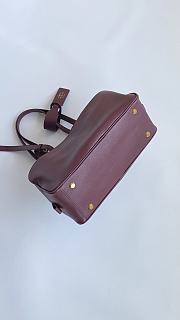 Fortok Balenciaga Small Leather Carrie Bowling Top-Handle Bag Burgundy 32*12*12cm - 6