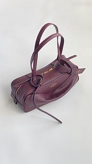 Fortok Balenciaga Small Leather Carrie Bowling Top-Handle Bag Burgundy 32*12*12cm - 4