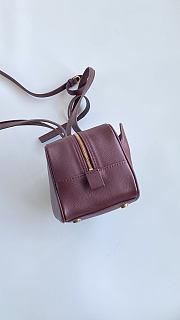 Fortok Balenciaga Small Leather Carrie Bowling Top-Handle Bag Burgundy 32*12*12cm - 2