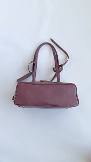 Fortok Balenciaga Small Leather Carrie Bowling Top-Handle Bag Burgundy 32*12*12cm - 3