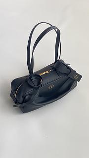 Fortok Balenciaga Small Leather Carrie Bowling Top-Handle Bag Black 32*12*12cm - 6