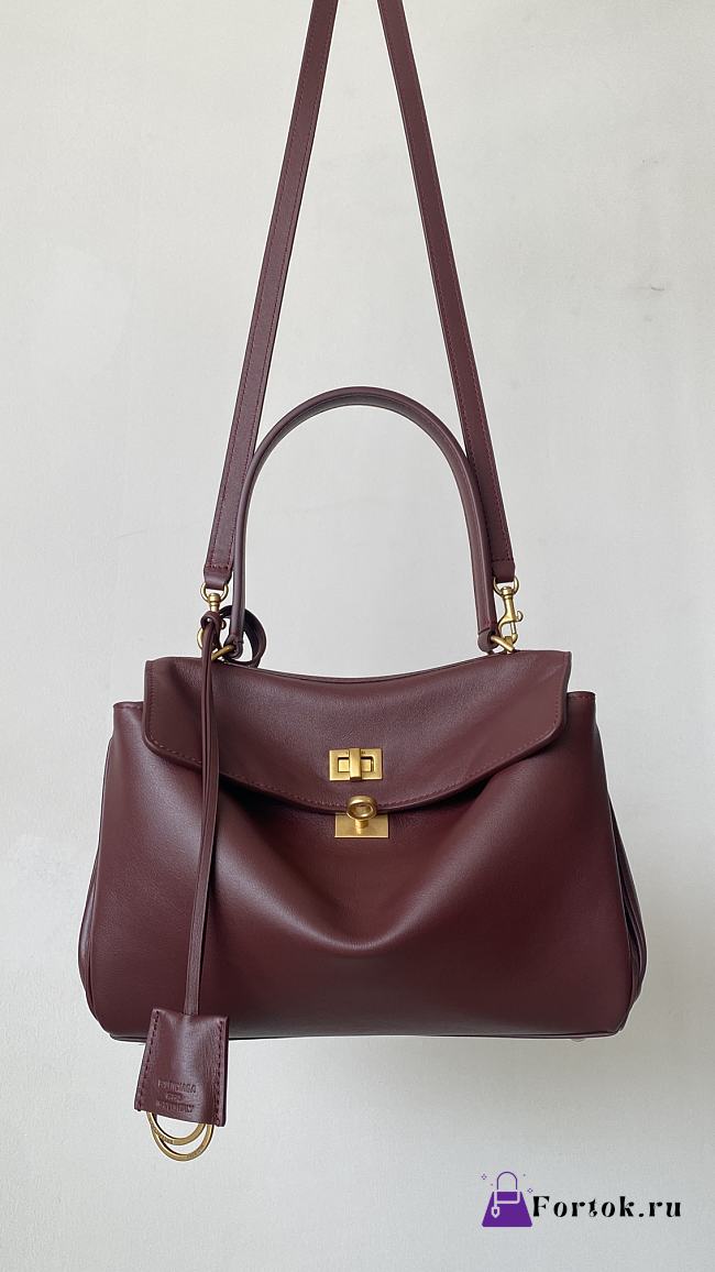 Fortok Balenciaga Rodeo Bag With Chain Burgundy 28.9*20*10cm  - 1