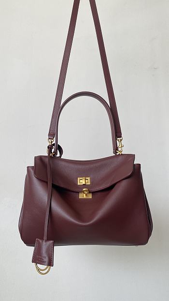 Fortok Balenciaga Rodeo Bag With Chain Burgundy 28.9*20*10cm 
