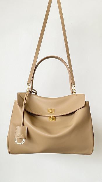 Fortok Balenciaga Rodeo Bag With Chain Beige 35*23.3*11cm