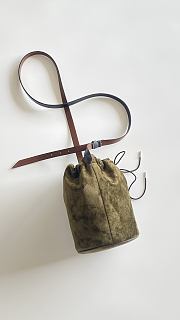 Fortok Maison Margiela Drawstring Leather Bucket Bag Suede Green 18.5x14x25.5cm - 5