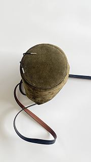 Fortok Maison Margiela Drawstring Leather Bucket Bag Suede Green 18.5x14x25.5cm - 2